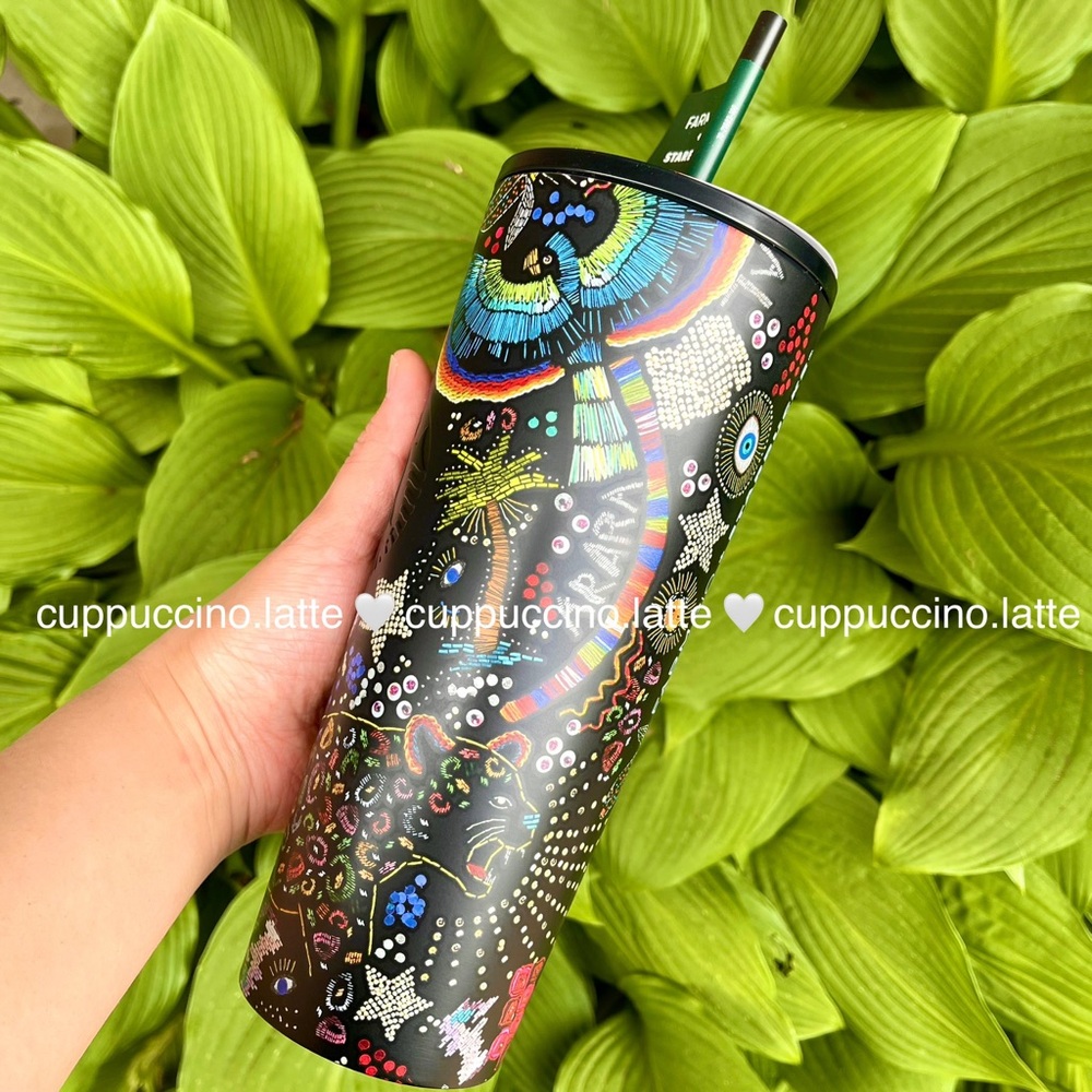 🌈SOLD OUT🌴Starbucks + FARM Rio Black Tropical ‘Borogodo’ SS Tumbler & Bottle - Picture 3 of 16